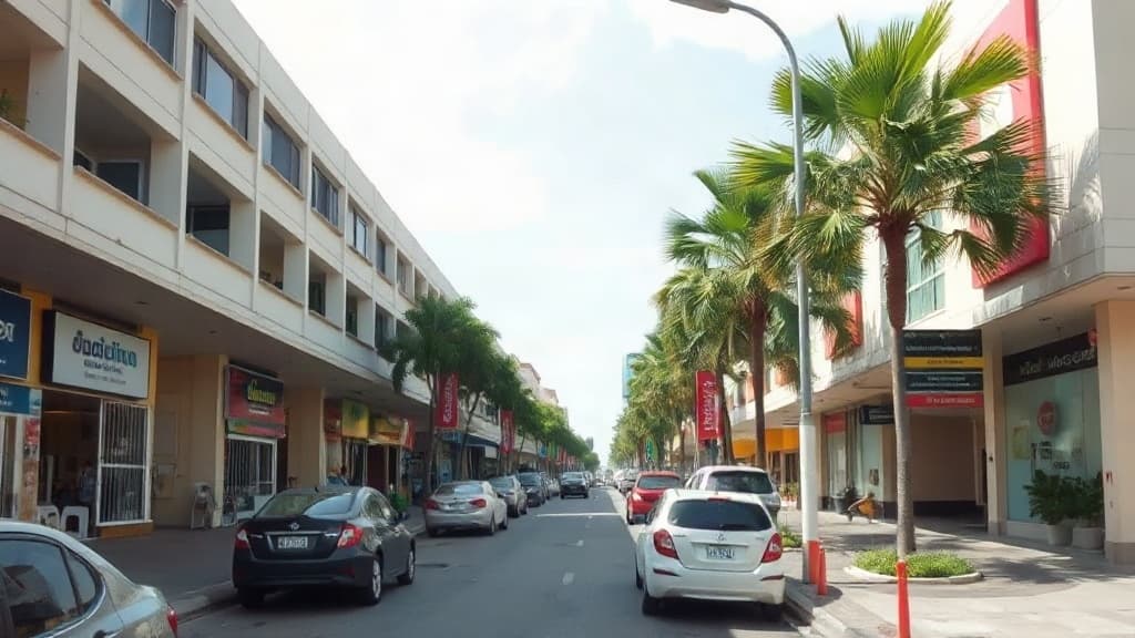 A commercial street in central Pattaya during the day